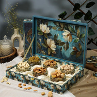 Riwaz Luxury Blue Flower Box Filled With Almonds, Cashew, Raisins, Khumani, Pistachio & Walnuts| Assorted Dryfruits Box |A Thoughtful Present For Corporates, Wedding & Festival Gifting