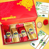 Shimnick Rakshabandhan Dryfruit Gift Box With Designer Rakhi | Almonds, Apricots, Kishmish, Fruit-Berries | Designer Gift For Brothers, Cousins And Rakhi Card With Personal Message