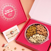 Healthy Treat Shagun Rakhi Gift Hamper | Dry Fruit Rakhi-Hamper | Cashew, Almond, Raisins, A Pair Of Rakhii, Roli Chawal | Rakhi's Gift For Brother And Sister | The Ultimate Assorted Raksha Bandhan Gift Hampers