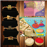 Bogatchi S4Sb-10 Rakhi Set Of 4 With Sweets For Brother, Rakhi For Brother With Sweets, Rakhi Set Of 4, Rakhi Sweets, 200G