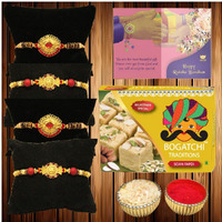 Bogatchi T4T-10 Rakhi With Sweets For Brother, Rakhi For Brother With Sweets, Rakhi Set Of 4, Rakhi Sweets, 200G