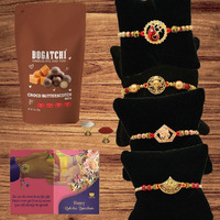 Bogatchi Rakhi Chocolates Free With Set Of 4 Designed Crafted Rakhi For Brother + Free Roli Chawal And Rakhi Cards