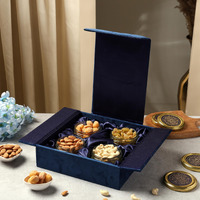 Riwaz Premium Assorted Nuts Hamper |Blue Suede With White Gems Elegant Designer Box With Almonds, Cashews, Raisins And Khumani - Dry Fruits Gift Box | Ideal For Diwali, Rakhi, Eid, Corporate Gifting Father's Day (Dry Fruits 200G Per Containes )