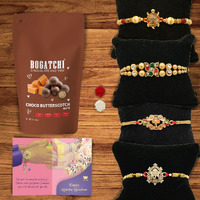 Bogatchi Rakhi Chocolates Free With Set Of 4 Beautiful Rakhi For Bhai + Free Roli Chawal And Rakhi Cards