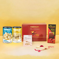 Pureheart Rakhi Gift Hamper - Natural Macadamia, Salted Roasted Macadamia (200G, Each) And Cadbury Bournville Dark Chocolate With Rakhi For Brother, Gift Card, Pooja Rice, Kumkum