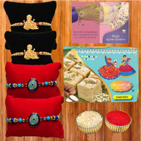 Bogatchi S4S-14 Rakhi With Sweets For Brother, Rakhi For Brother With Sweets, Rakhi Set Of 4, Rakhi Sweets, 200G