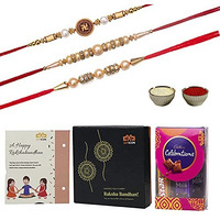 Rakhi For Bother With Chocolate Hamper With 3 Rakhis 1 Celebrations 50 Pack Roli Chawal Rakhi Card Hamper