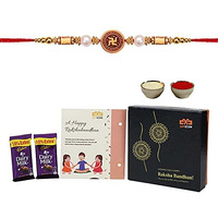 Gifticon Rakhi With Chocolate For Brother Chocolate Hamper| Set Of 1 Rakhi 2 Dairy Milk 1 Rakhi Greetings Card And Roli Chawal