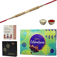 Gifticon Rakhi Gift Pack For Brother With Chocolate| Set Of 1 Rakhi 1 Celebrations (100) 1 Rakhi Greetings Card And Roli Chawal