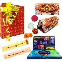 Almoda Creations Rakhi For Brother Chocolate, 2 Rakhi, Greeting Card, Cadbury Celebrations Festive Chocolate Gift Box, Tilak Pouch & Kalawa Roll, Rakhi Gift Pack, Custom Rakhi Message