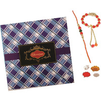 Skylofts 6Pcs Assorted Chocolates Square Box With Rakhi Lumba Set Rakhi Gifts For Bhai Bhabhi