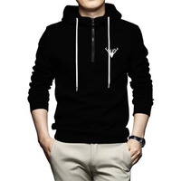 Toplot Men's Woolen Blend Solid Hoodie With Hooded Neck (Zip-Hoodie-5146-Black-Xl)