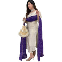 Gosriki Women's Rayon Viscose Straight Embroidered Kurta With Pant & Dupatta (Mono White-Gs_L_White_Large)
