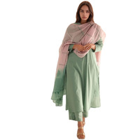 Gosriki Women's Rayon Viscose Solid Straight Kurta With Pant & Dupatta (Paradise Pista-Gs_M_Pista_Medium)