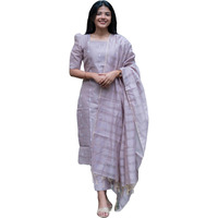 Gosriki Women's Rayon Viscose Printed Straight Kurta With Pant & Dupatta (Mithipuri Purple-Gs_Xxl_Purple_Xx-Large)