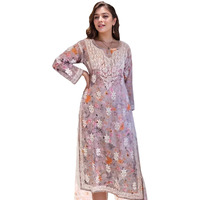 Gosriki Women's Rayon Viscose Printed & Chikankari Embroidered Straight Kurta (Kisrup Multi-Vks03-Gs_L_Grey_Large)