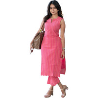Gosriki Women's Rayon Viscose Straight Printed Kurta With Pant (Manada Pink-Gs_L_Pink_Large)