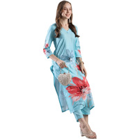 Gosriki Women's Rayon Blend Straight Printed Kurta With Pant (Susan Sky-Vks02-Gs_Xl_Sky Blue_X-Large)