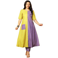 Gosriki Women's Rayon Blend Anarkali Printed Kurta With Pant (Manohar Multi-Vks01-Gs_Xxl_Multi_Xx-Large) Multicolour