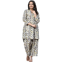 Gosriki Women's Rayon Blend Printed Ethnic Co-Ord Set (Ays Grey-Vks02-Gs_Xxl_Grey_Xx-Large)