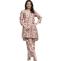 Gosriki Women's Rayon Blend Printed Ethnic Co-Ord Set (Ays Purple-Vks02-Gs_M_Purple_Medium)