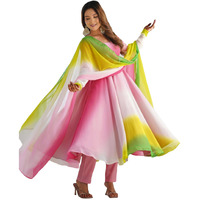 Gosriki Women's Georgette Anarkali Solid Kurta With Pant & Dupatta (Sade Multi-Gs_M_Multicolor_Medium)