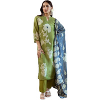 Gosriki Women's Rayon Viscose Printed Straight Kurta With Pant & Dupatta (Panuja Green-Gs_M_Green_Medium)