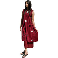 Gosriki Women's Rayon Viscose Embroidered A-Line Kurta With Palazzo (Shreya Maroon-Gs_Xl_Maroon_X-Large)