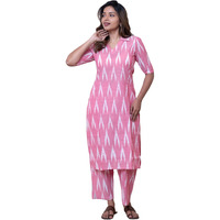 Gosriki Women's Rayon Viscose Straight Printed Kurta With Pant (Demeter Pink-Gs_S_Pink_Small)