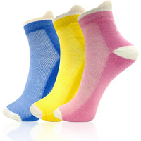 Xjarvis Mexico Women's Ankle Socks - Half Terry Cushioned Sole, Breathable Combed Cotton, Odour-Free - For Running, Gym, Sports & Everyday Wear - Pack Of 3/6/9/12 (Blue, Yellow, Pink)