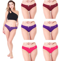 Xjarvis Caribeanchic Women's Hipster Panty - Soft Stretchable Combed Cotton Underwear, High Coverage Bikini Briefs, Breathable & Comfortable Ladies Innerwear - Pack Of 6, Brown/Pink/Purple, Xl