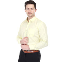 Xjarvis Clifton Men's Regular Fit Cotton Blend Plain Shirt  Full Sleeves Casual & Formal Summer Shirt With Pocket Design & Spread Collar, Pack Of 1 (Lemon, L)