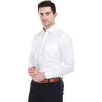 Xjarvis Clifton Men's Regular Fit Cotton Blend Plain Shirt  Full Sleeves Casual & Formal Summer Shirt With Pocket Design & Spread Collar, Pack Of 1 (White, S)