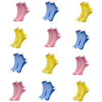 Xjarvis Mexico Women's Ankle Socks - Half Terry Cushioned Sole, Breathable Combed Cotton, Odour-Free - For Running, Gym, Sports & Everyday Wear - Pack Of 3/6/9/12 (Blue, Yellow, Pink)