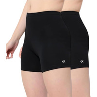 Xjarvis Lucia Shorts For Women Stretchable, Yoga Shorts Soft, Squat-Proof & Breathable, Cycling, Running For Skin Fit Tights & Gym Short Pack Of 2 (Black, 2Xl)