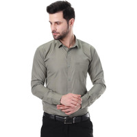 Xjarvis Clifton Men's Regular Fit Cotton Blend Plain Shirt  Full Sleeves Casual & Formal Summer Shirt With Pocket Design & Spread Collar, Pack Of 1 (Grayish Olive, L)