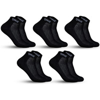 Xjarvis Ankle Length Socks For Men & Women - Moisture-Wicking, Odor-Free, Breathable Cotton, Cushioned Half Terry Combo - Ideal For Sports, Gym & Formal Wear - Pack Of 5 Pairs, Black, Free Size