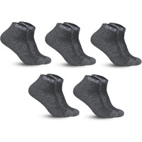 Xjarvis Ankle Length Socks For Men & Women - Moisture-Wicking, Odor-Free, Breathable Cotton, Cushioned Half Terry Combo - Ideal For Sports, Gym & Formal Wear - Pack Of 5 Pairs, Dark Grey, Free Size