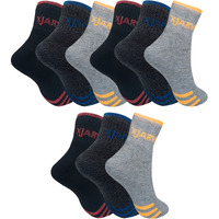 Xjarvis All-Season Ankle Sports Socks | High Cushioning, Arch Support, Breathable Cotton | Odor-Free, Moisture-Wicking | Men & Women | Free Size (Black/Dark Grey/Grey) Pack Of 9