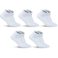 Xjarvis Ankle Length Socks For Men & Women - Moisture-Wicking, Odor-Free, Breathable Cotton, Cushioned Half Terry Combo - Ideal For Sports, Gym & Formal Wear - Pack Of 5 Pairs, White, Free Size