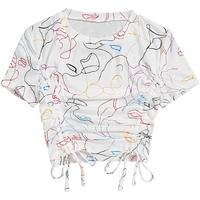 Toplot Printed Crop Top For Women With Short Sleeve (Crop-Top-5100-M)