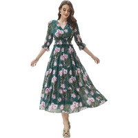 Toplot Dress For Women With Floral Print (Dress-5133-Rama-S) Turquoise