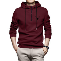 Toplot Men's Woolen Blend Solid Hoodie With Hooded Neck (Zip-Hoodie-5146-Maroon-S)