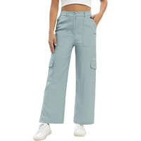 Toplot Cotton Multi-Pocket Cargo Pant For Women (Straight-Cargo-5191-Silver-30)