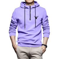 Toplot Men's Woolen Blend Solid Hoodie With Hooded Neck (Zip-Hoodie-5146-Purple-L)