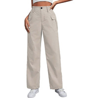 Toplot Cotton Solid Multi-Pocket Cargo Pant For Women (Wide-Leg-Cargo-5195-Off White-32)
