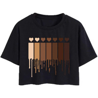 Toplot Heart Printed Round Neck Crop Top For Women (Small-Heart-Top-5203-Black-Xs)