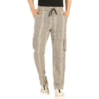 Toplot Men's Regular Casual Pants (Chex-Trouser-5208-Beige-36_Beige