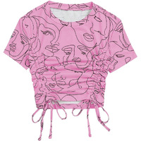 Toplot Printed Crop Top For Women With Short Sleeve (Crop-Top-5100-Pink-M)