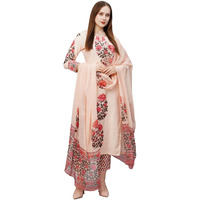 Gosriki Women's Rayon Blend Straight Printed Kurta With Pant & Dupatta (Actual-Cream-Nw-Gs_Xxl_Cream_Xx-Large)